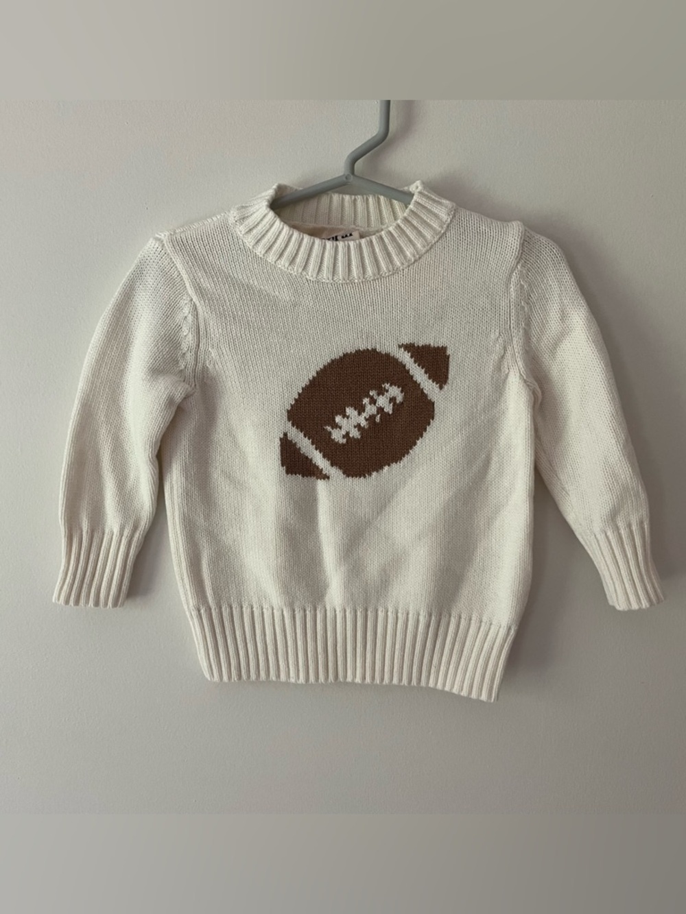 Kids Ellsworth + Ivey Crewneck Sweater Football White 12-18m Fall Cozy
